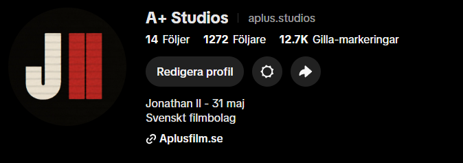 A+ Studios TikTok-profil: 1 272 följare